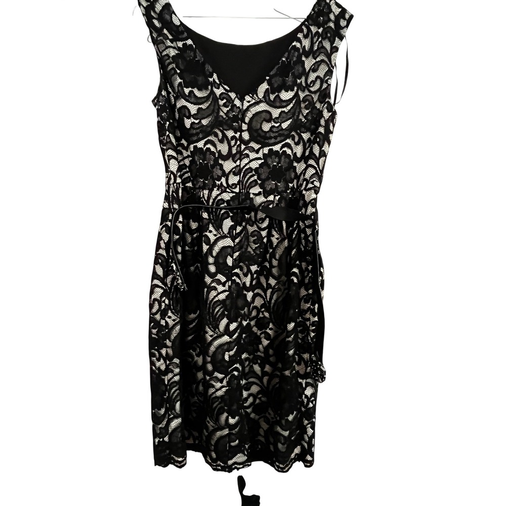 Eliza J Royal Collection Black‎ Lace Embellished Belt Dress Womens Size 6